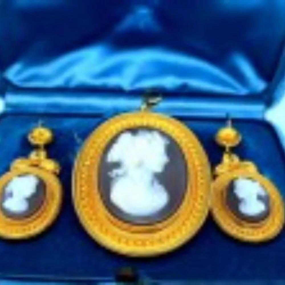 18K Victorian Carnelian Exceptional Cameo Historical Heirloom 18K Set - Picture 5 of 5
